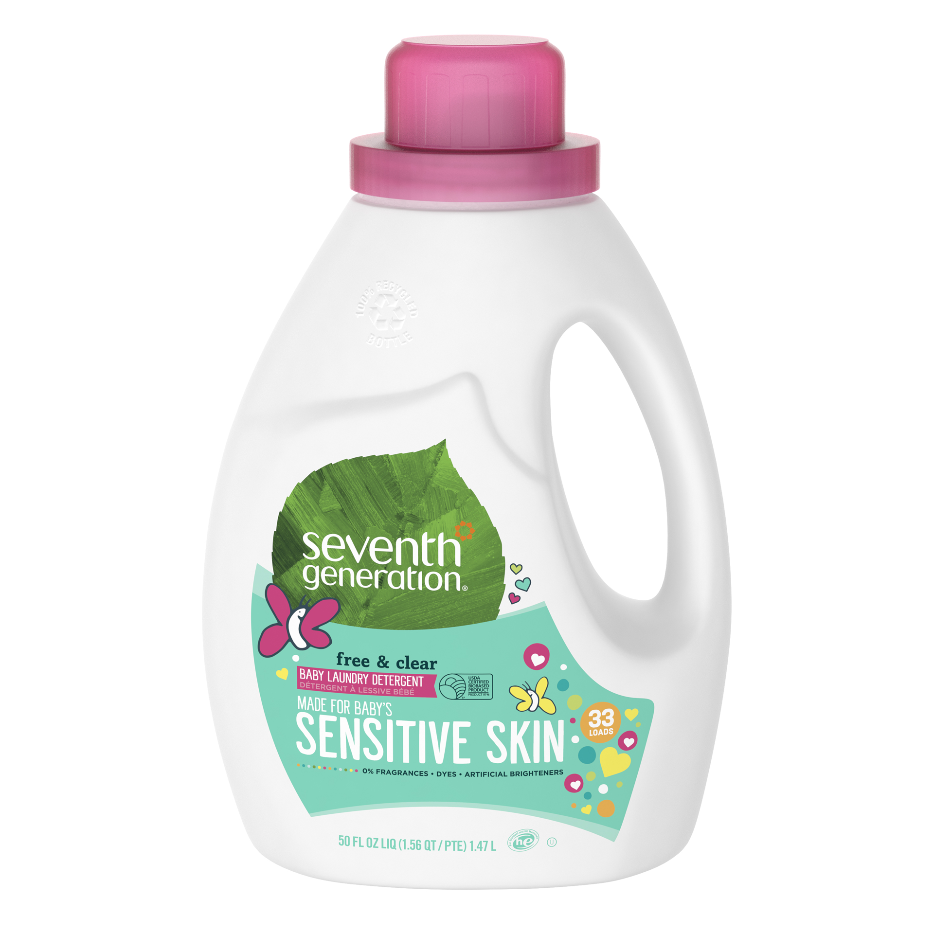 slide 1 of 4, Seventh Generation Free & Clear Baby Liquid Laundry Detergent Fragrance Free, 33 Loads, 50 oz, 50 oz