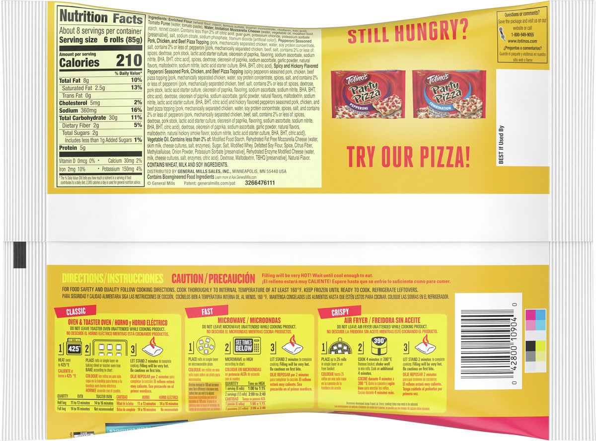 slide 2 of 12, Totino's Pizza Rolls, Triple Pepperoni Flavored, Frozen Snacks, 50 ct, 50 ct