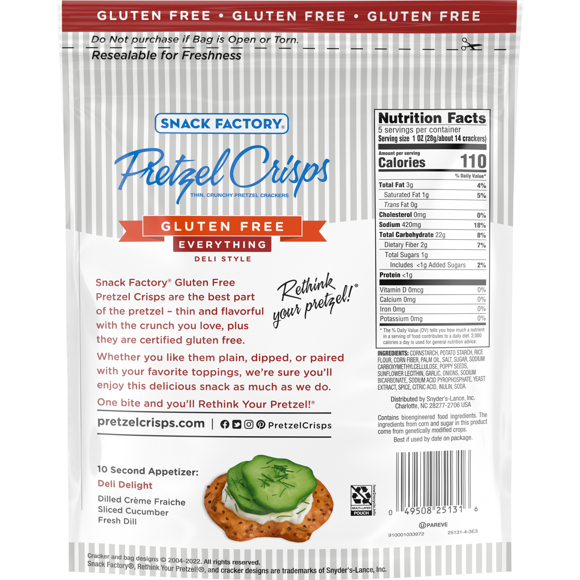 slide 3 of 5, Snack Factory Gluten Free Everything Pretzel Crisps, 5.000 oz