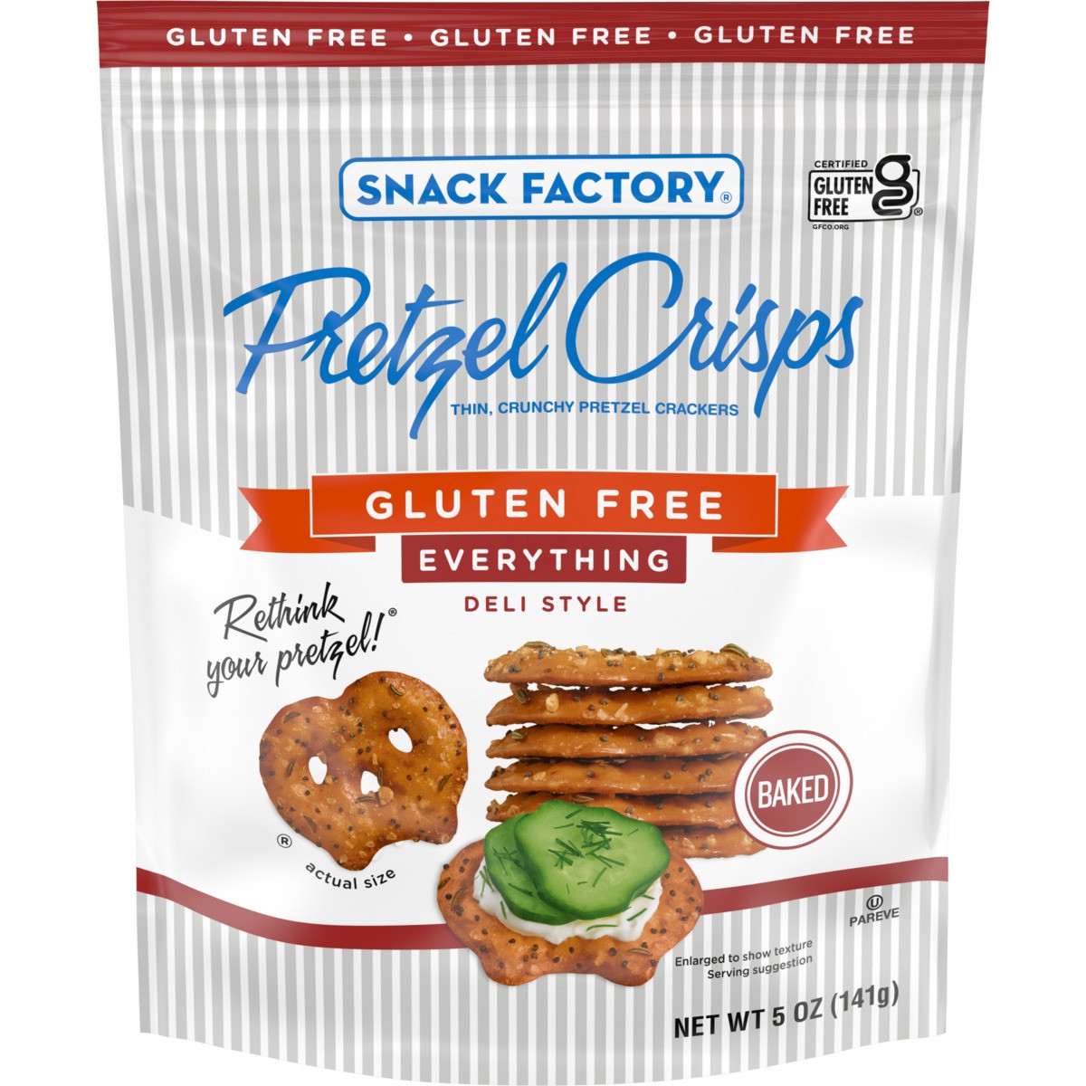 slide 1 of 5, Snack Factory Gluten Free Everything Pretzel Crisps, 5.000 oz