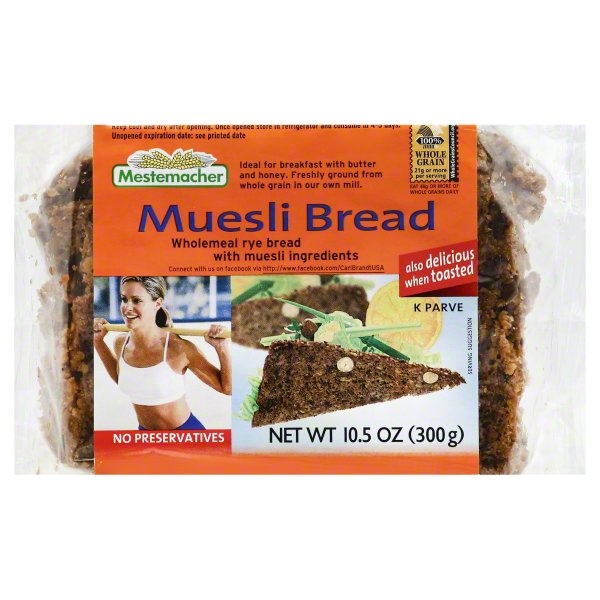 slide 1 of 1, Mestemacher Bread, Muesli, 10.5 oz