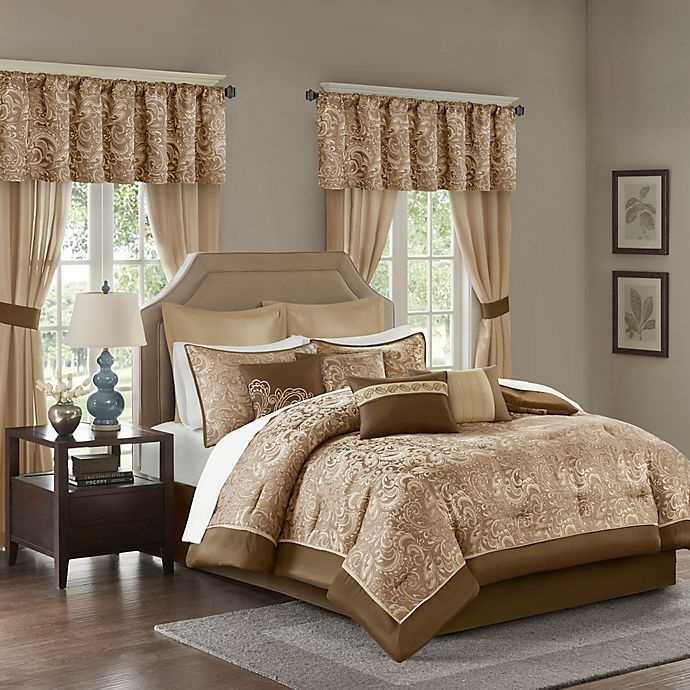 slide 1 of 16, Madison Park Essentials Brystol Queen Comforter Set - Brown, 24 ct