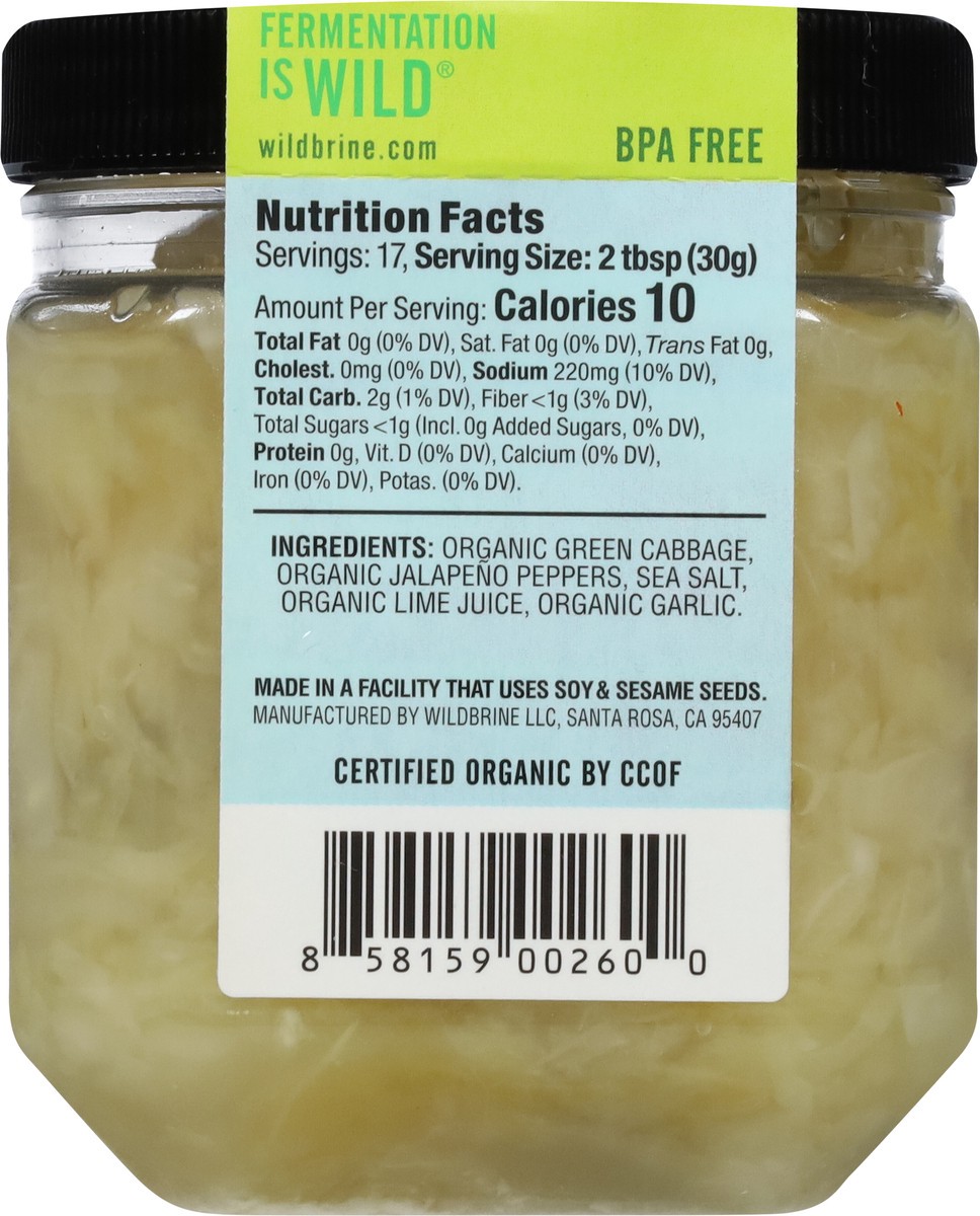 slide 8 of 9, Wildbrine Organic Probiotic Jalapeno Lime Kraut 18 oz, 18 oz