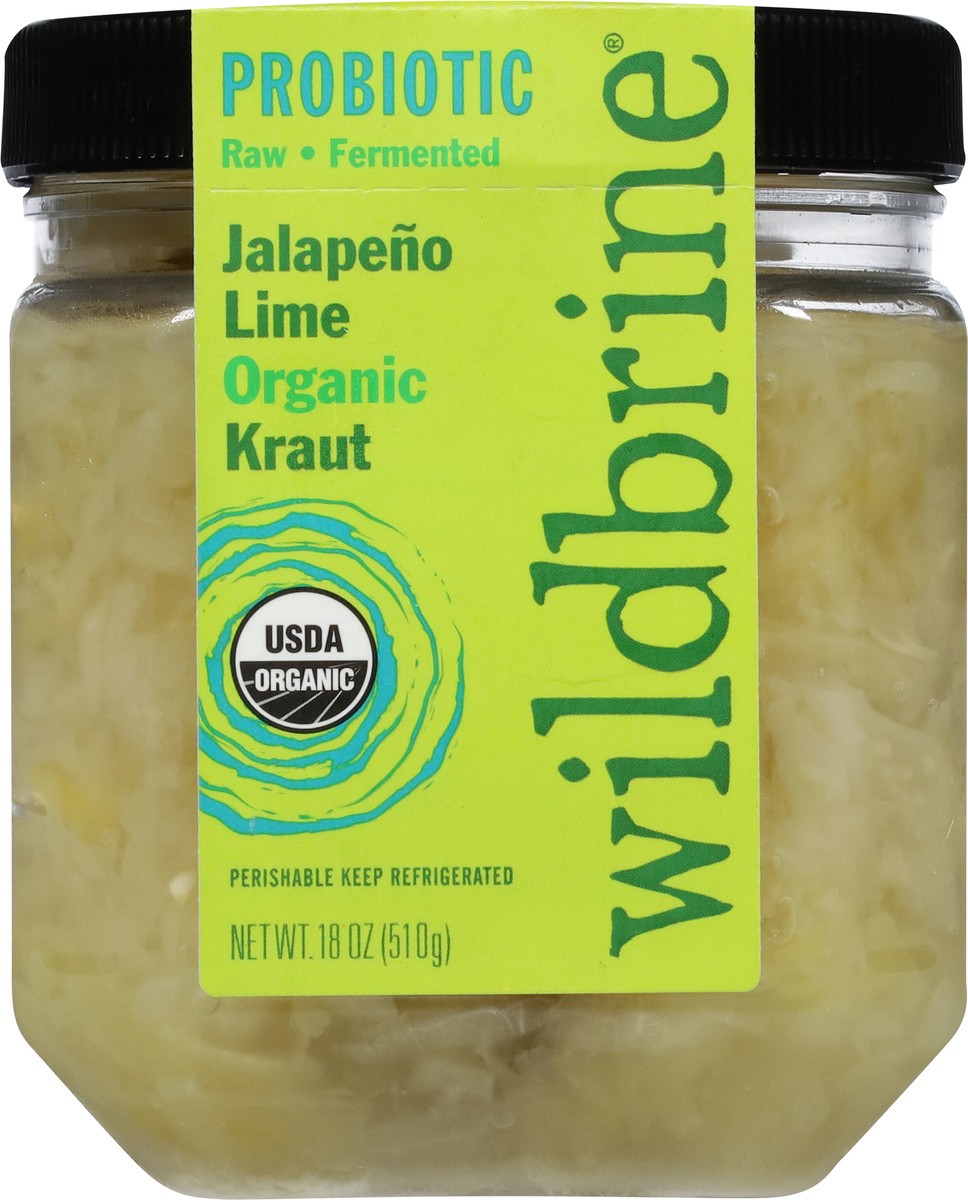 slide 4 of 9, Wildbrine Organic Probiotic Jalapeno Lime Kraut 18 oz, 18 oz