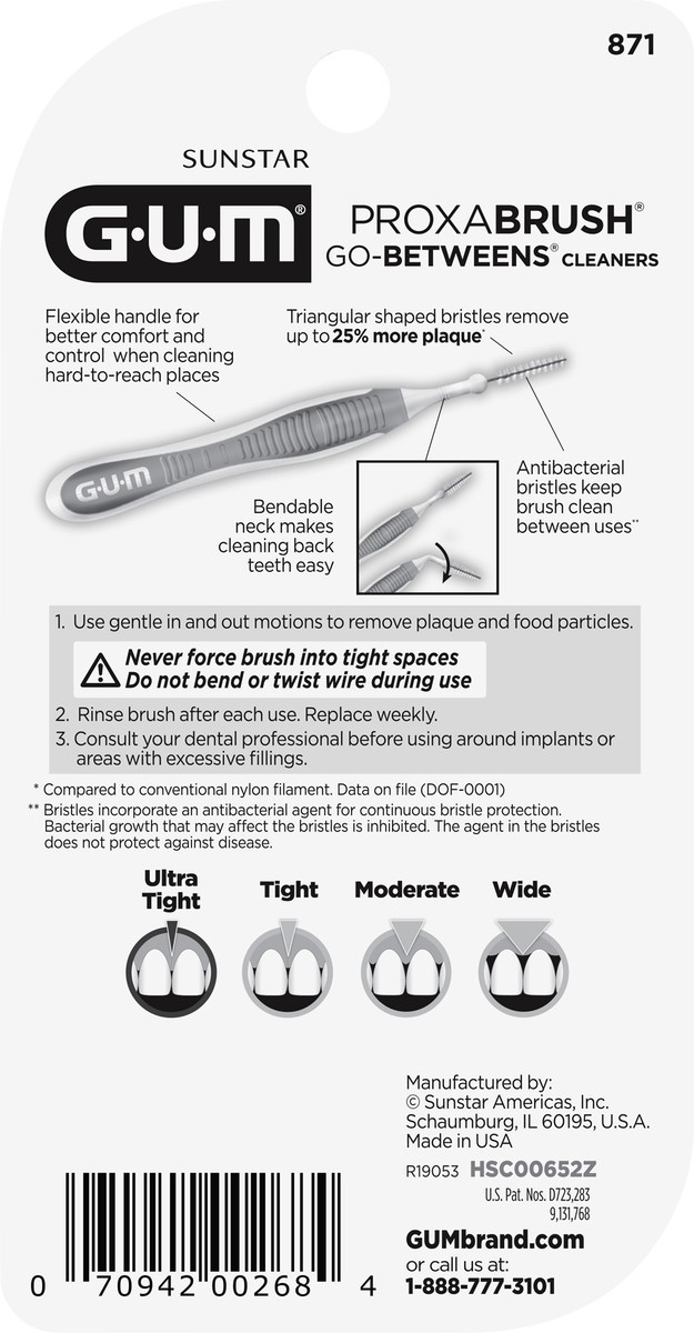 slide 2 of 3, Gum Proxabrush Go-Betweens Cleaners, Ultra Tight, 12 Ct, 15 ct