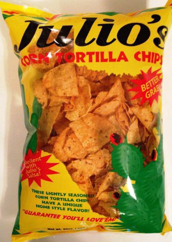 slide 1 of 1, Julio's Seasoned Tortilla Chips, 9 oz
