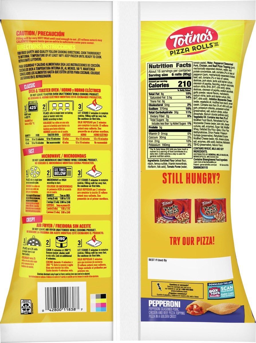 slide 7 of 9, Totino's Pizza Rolls, Pepperoni Flavored, Frozen Snacks, 48.85 oz, 100 ct, 100 ct