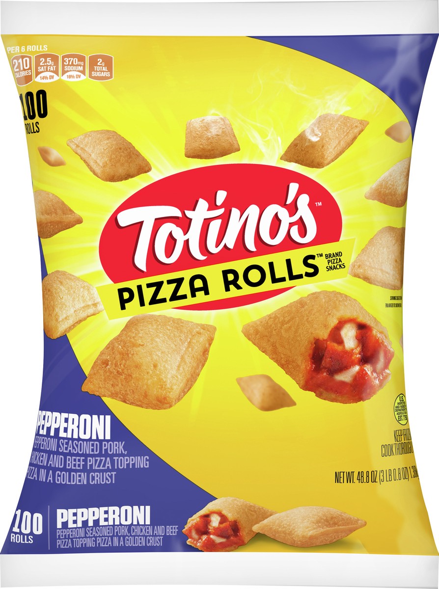 slide 2 of 9, Totino's Pizza Rolls, Pepperoni Flavored, Frozen Snacks, 48.85 oz, 100 ct, 100 ct