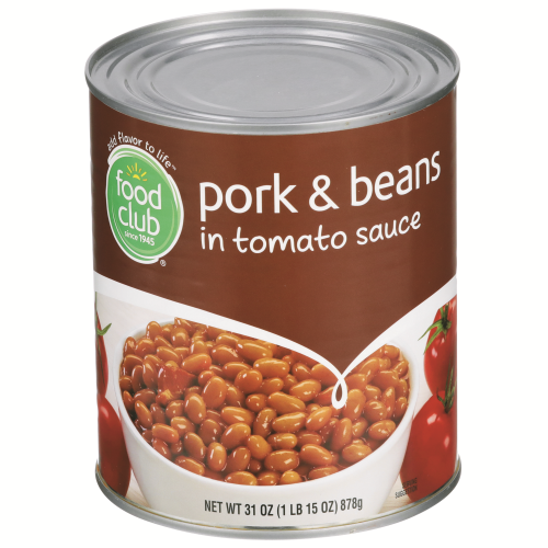 slide 1 of 1, Food Club Pork & Beans In Tomato Sauce, 31 oz