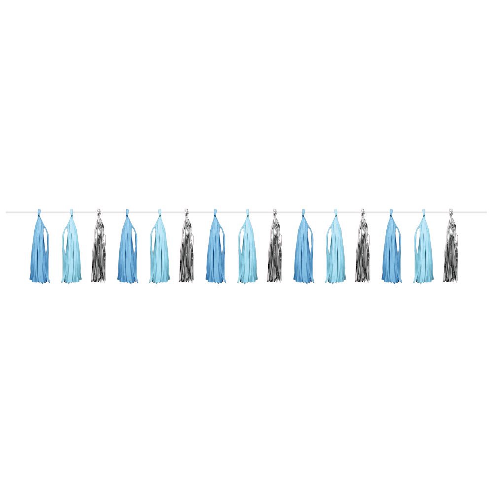 slide 1 of 1, Creative Converting Blue Silver Celebrations Party Tissue Garland, 1 ct