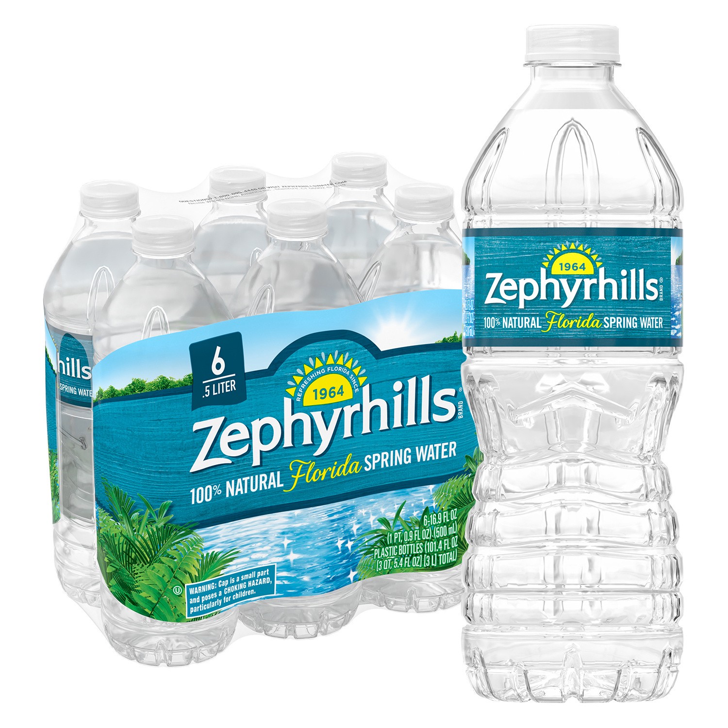 slide 4 of 5, ZEPHYRHILLS Brand 100% Natural Spring Water, 16.9-ounce plastic bottles (6 Pack), 16.9 fl oz