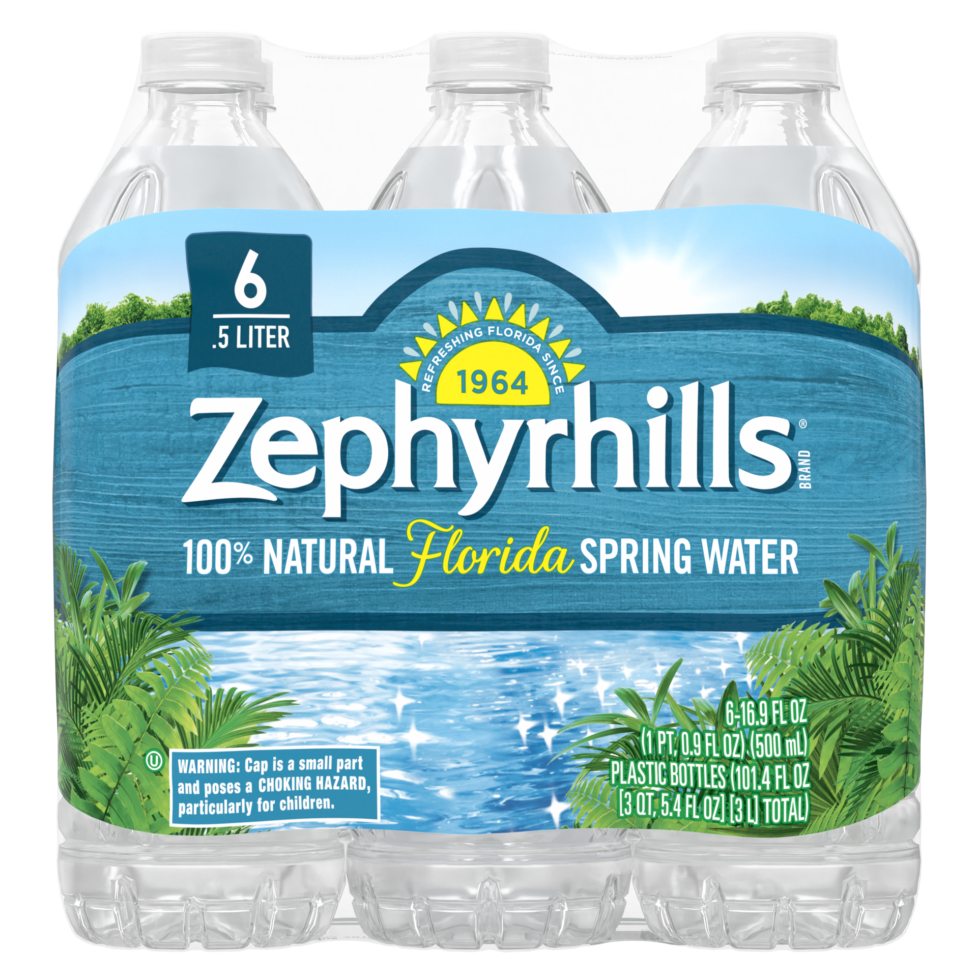 slide 1 of 5, ZEPHYRHILLS Brand 100% Natural Spring Water, 16.9-ounce plastic bottles (6 Pack), 16.9 fl oz