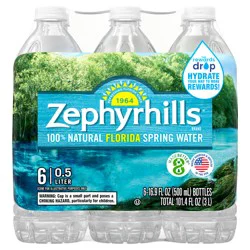 ZEPHYRHILLS Brand Florida Spring Water, 16.9-ounce plastic bottles (6 Pack)