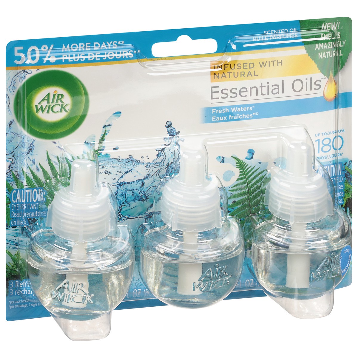 slide 2 of 9, Air Wick Plug in Scented Oil Refill, 3ct, Fresh Waters,  Air Freshener, Essential Oils, 3 ct