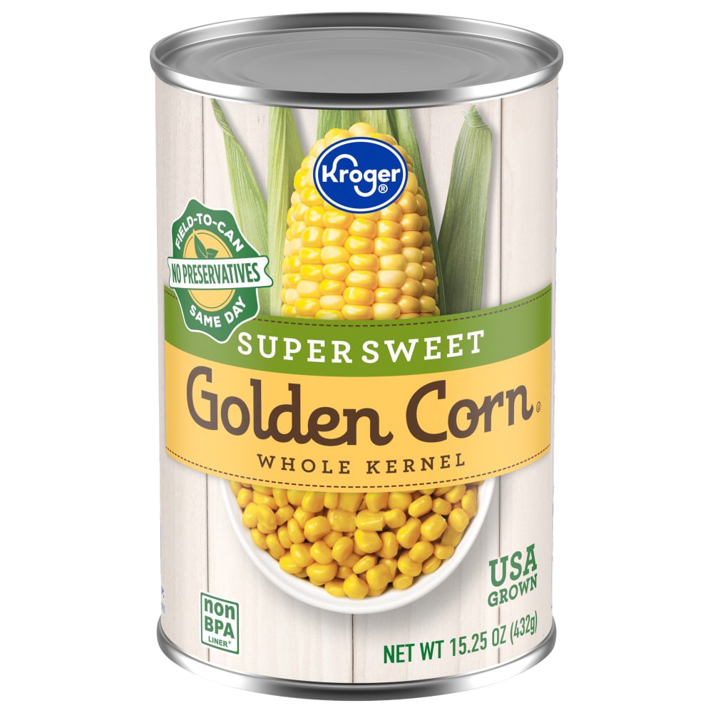 slide 1 of 6, Kroger Super Sweet Whole Kernel Golden Corn, 15.25 oz