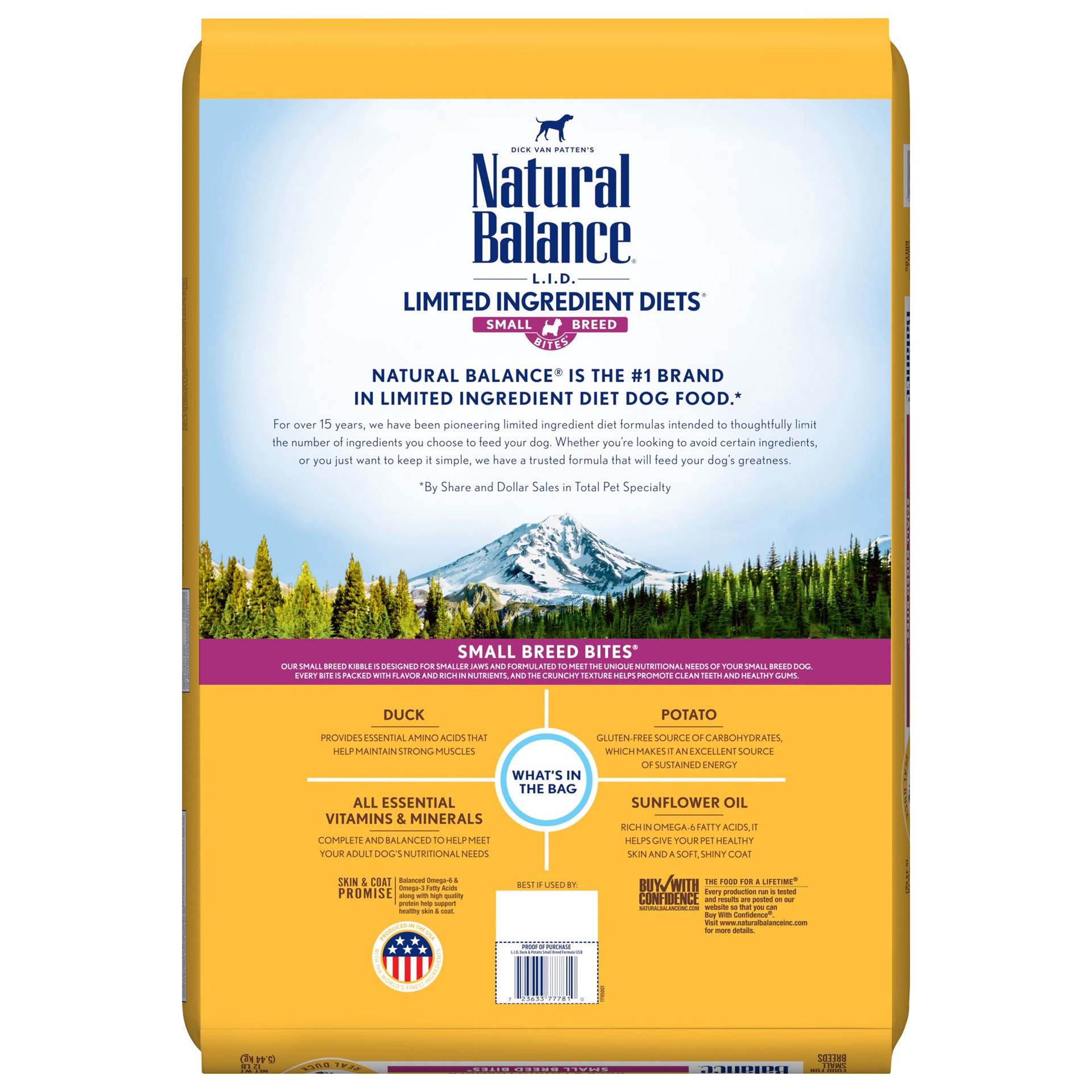 slide 2 of 5, Natural Balance L.I.D. Limited Ingredient Diets Small Breed Bites Grain Free Duck & Potato Formula Dog Food 12 lb, 12 lb