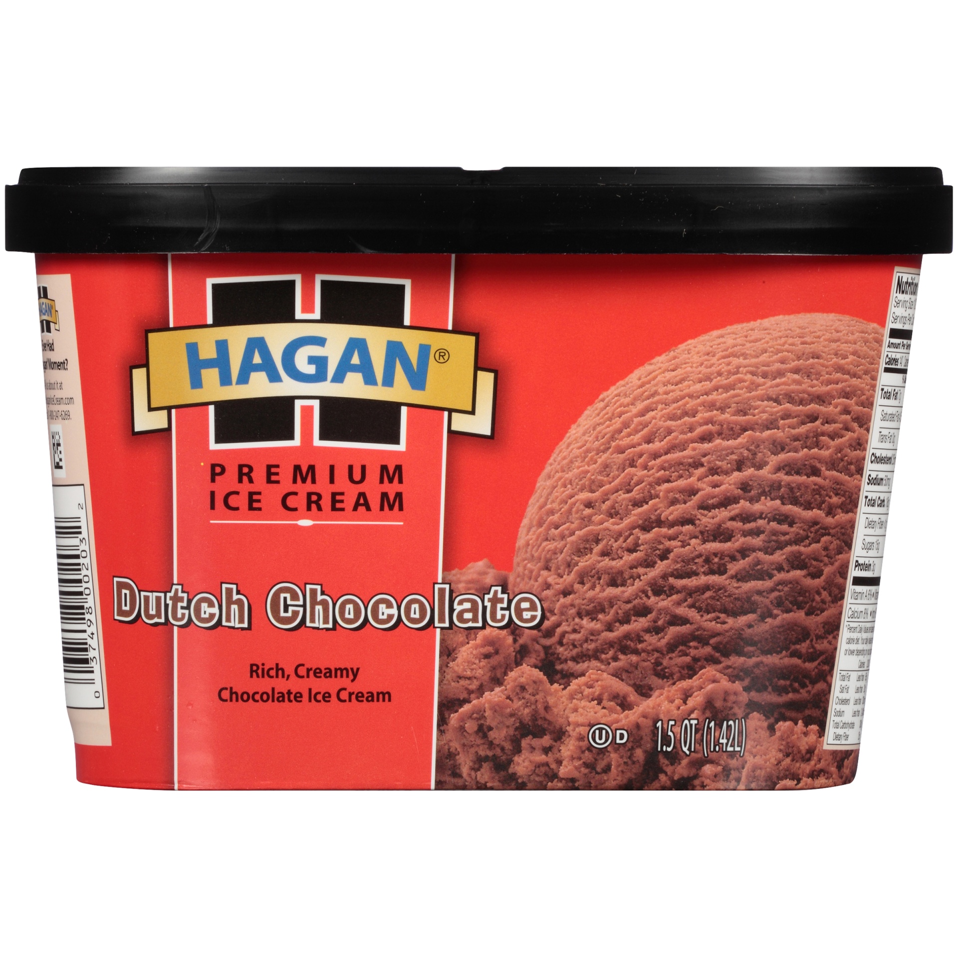 slide 4 of 7, Hagan Dutch Chocolate Premium Ice Cream, 1.5 qt