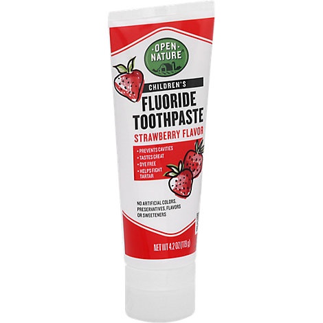 slide 1 of 1, Open Nature Toothpaste Child Fluoride Strawberry, 4.2 oz