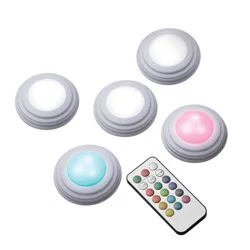Merkury Innovations LED RGB Puck Lights with Remote