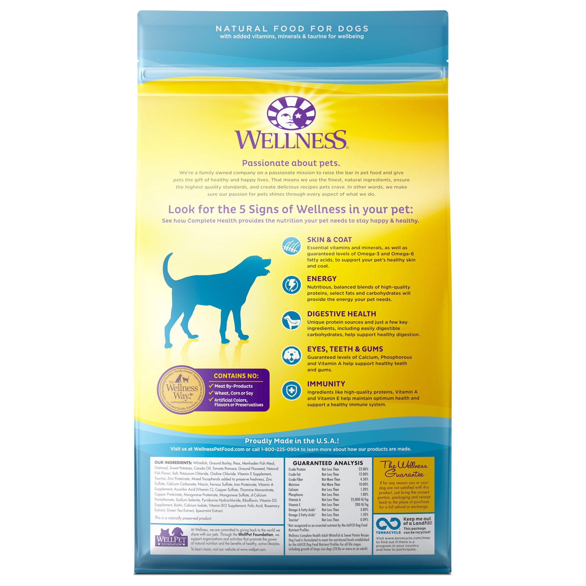 slide 5 of 5, Wellness Complete Health Natural Dry Dog Food, Whitefish & Sweet Potato, 5-Pound Bag, 1 ct