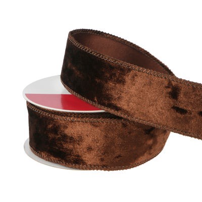 slide 1 of 3, 1.5" X 15ft. Brown Wired Velvet Ribbon By Celebrate It, 1.5 in x 15 ft