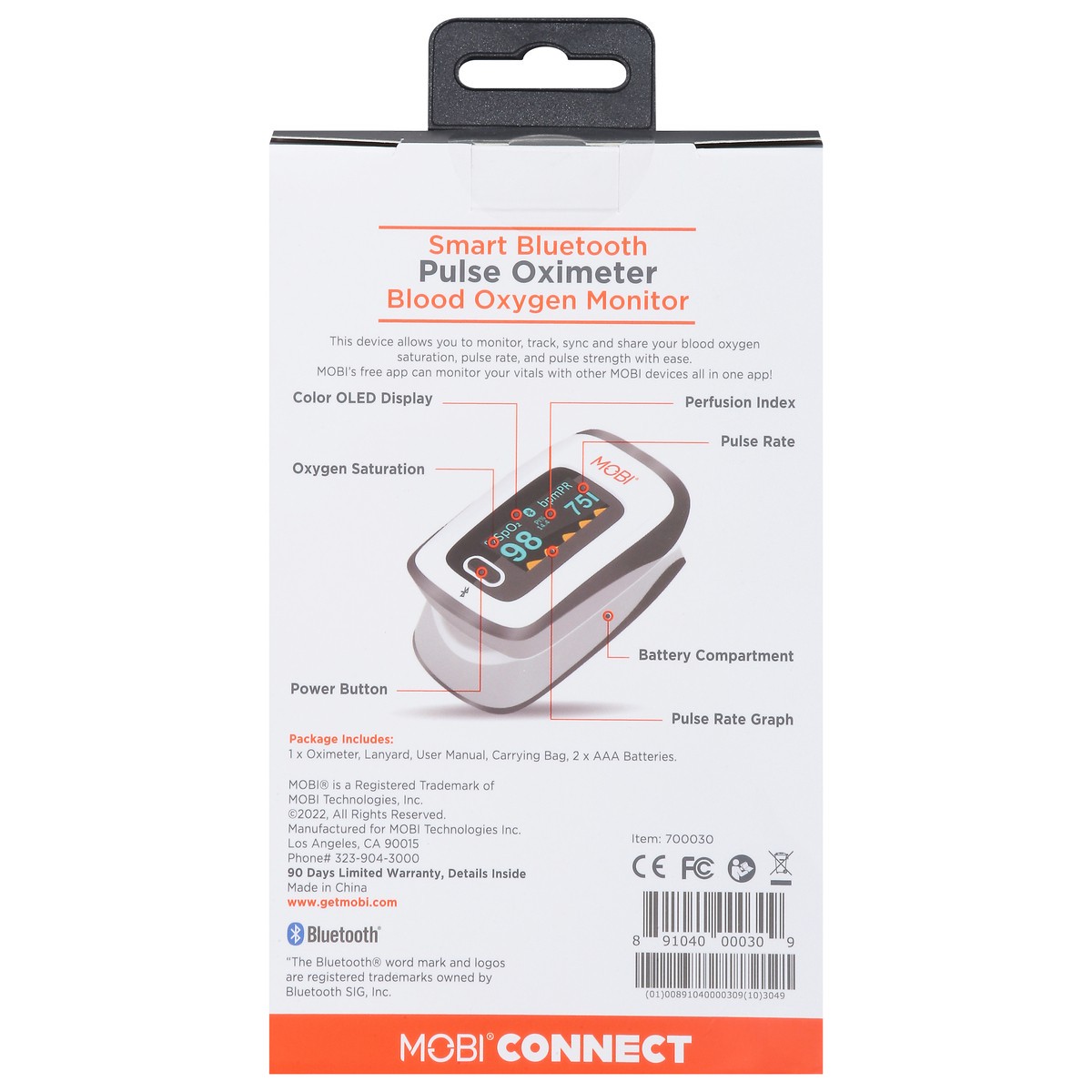 slide 10 of 12, Mobi Smart Bluetooth Blood Oxygen Monitor Pulse Oximeter 1 ea, 1 ct