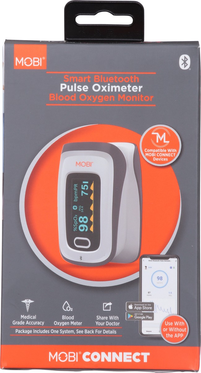 slide 4 of 12, Mobi Smart Bluetooth Blood Oxygen Monitor Pulse Oximeter 1 ea, 1 ct