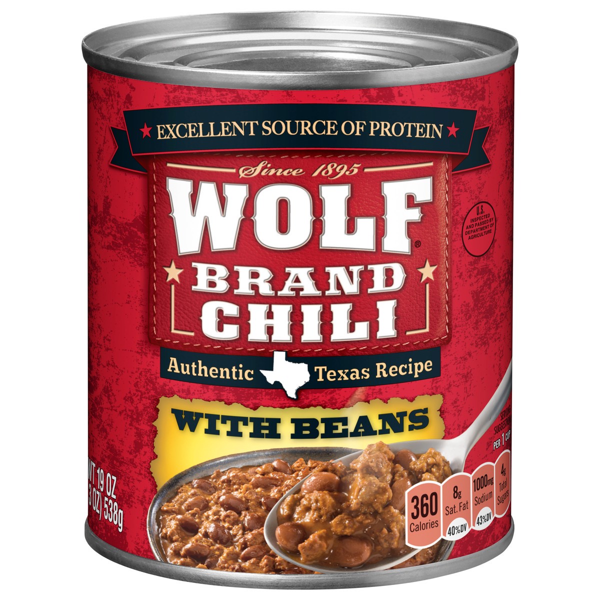 slide 1 of 5, Wolf Brand Chili with Beans 19 oz, 19 oz