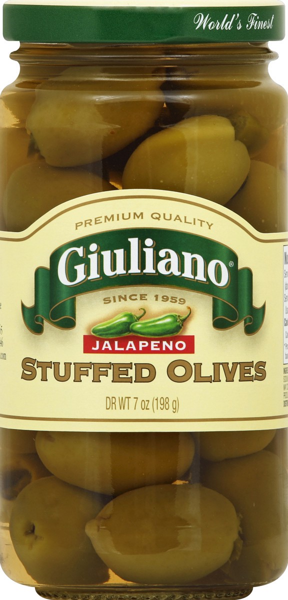 slide 2 of 2, Giuliano Stuffed Olives, Jalapeno, 7 oz