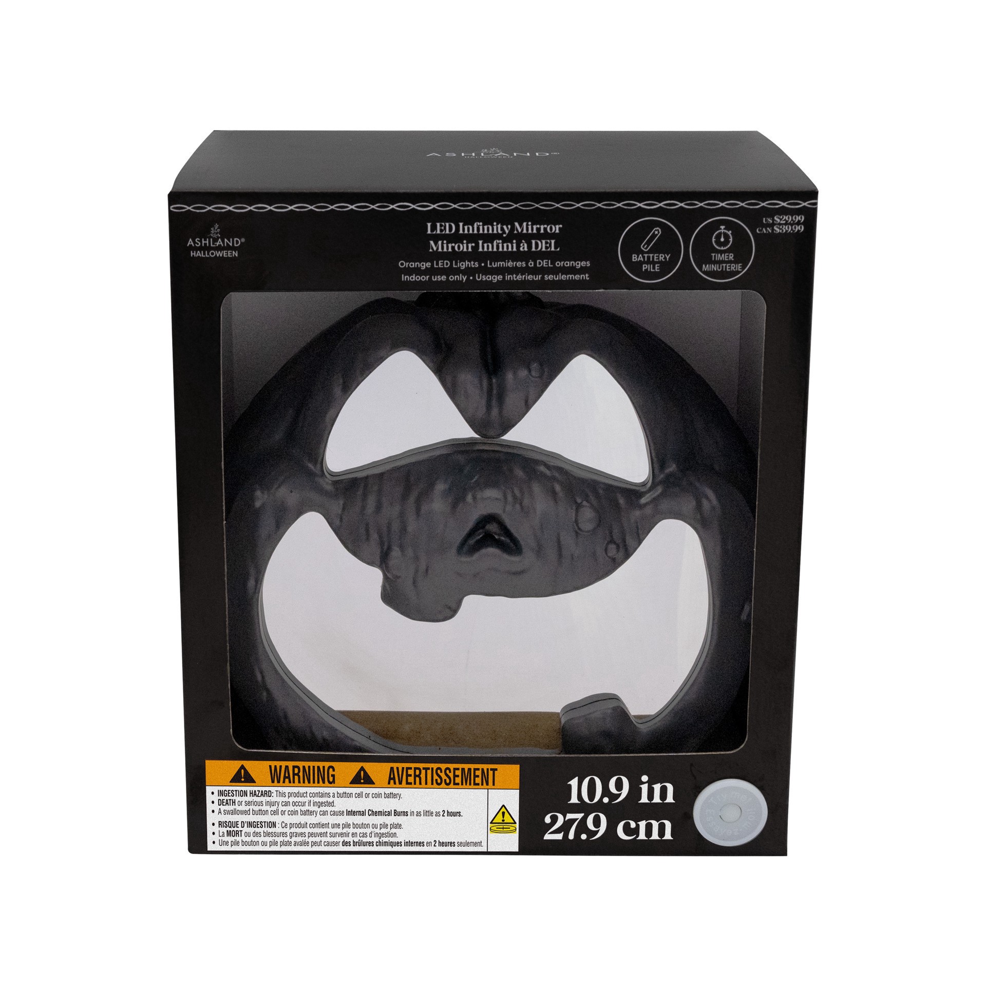 slide 2 of 4, 10" Black Pumpkin Led Infinity Mirror By Ashland, 11 in