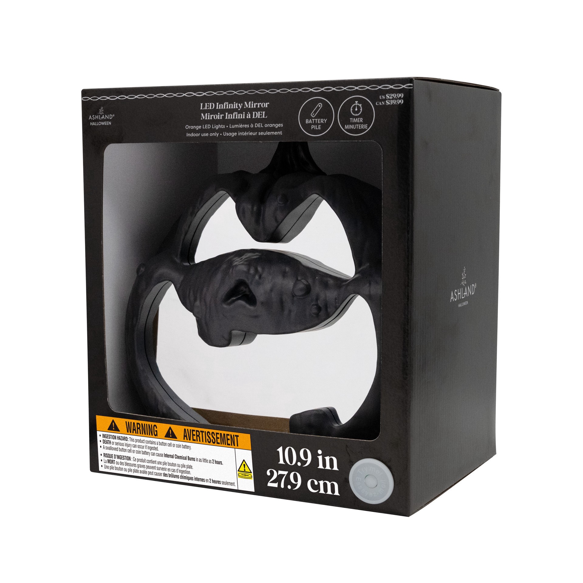 slide 3 of 4, 10" Black Pumpkin Led Infinity Mirror By Ashland, 11 in