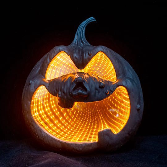 slide 1 of 4, 10" Black Pumpkin Led Infinity Mirror By Ashland, 11 in