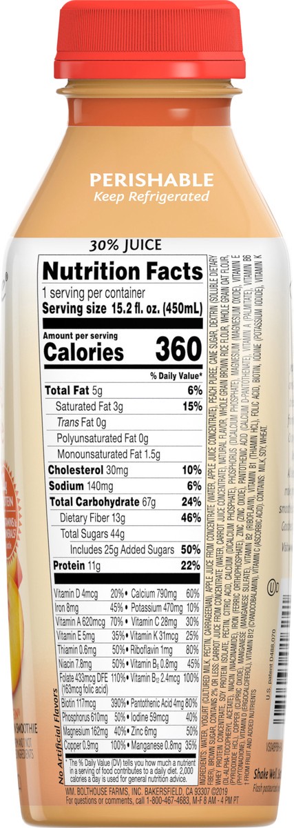 slide 3 of 5, Bolthouse Farms Peach Parfait Breakfast Smoothie - 15.2 fl oz, 15.2 fl oz