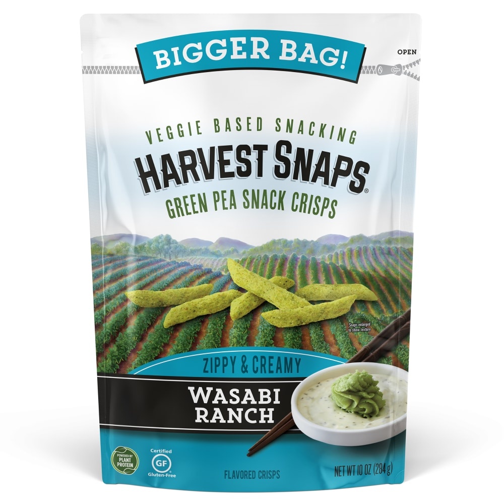 slide 1 of 1, Harvest Snaps Wasabi Ranch Green Pea Snack Crisps, 10 oz