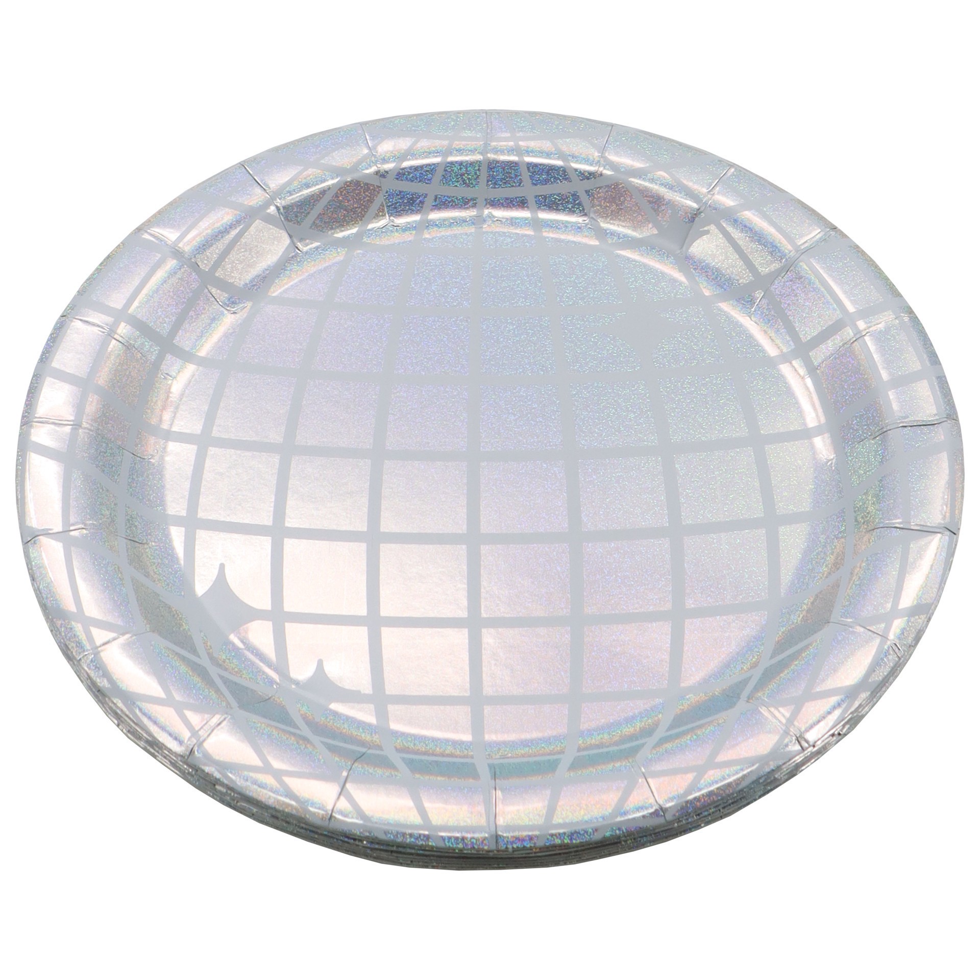 slide 2 of 2, 7" Iridescent Disco Ball Snack Plates, 8ct. By Celebrate It, 8 ct