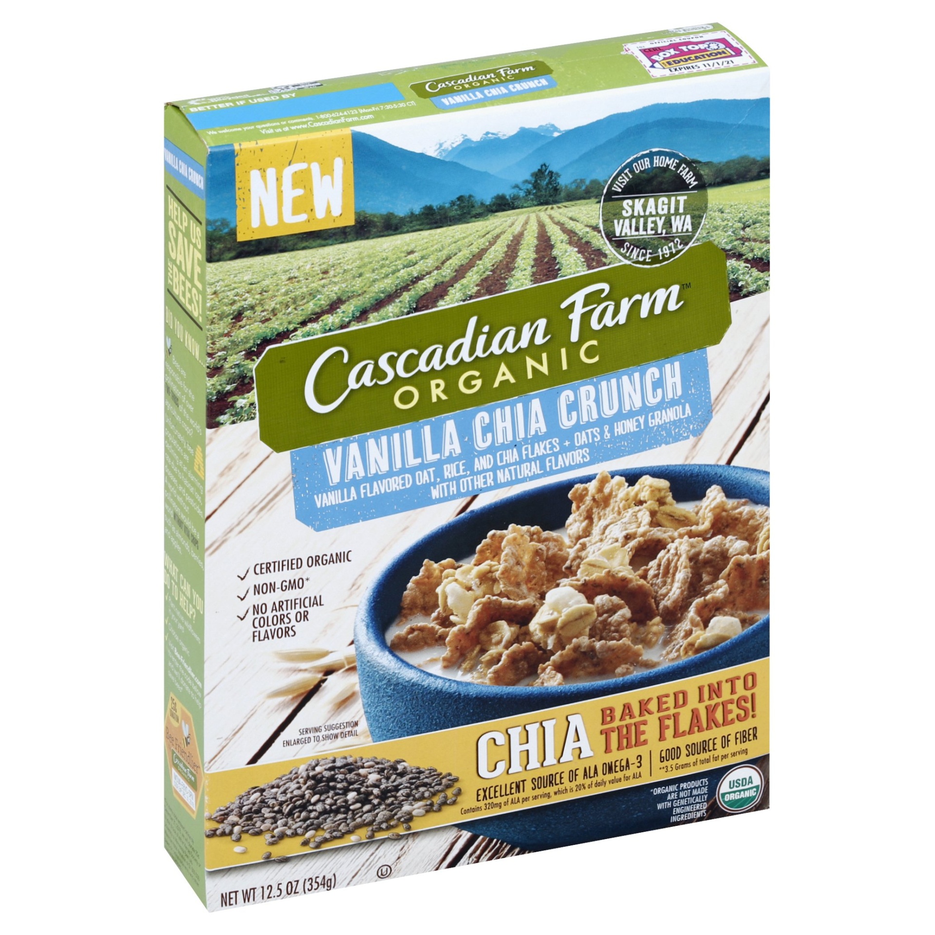 slide 1 of 1, Cascadian Farm Organic Vanilla Chia Crunch, 12.5 oz