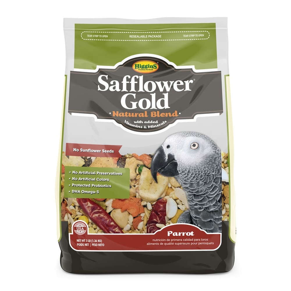 slide 1 of 1, Higgins Safflower Gold Natural Food Mix for Parrots, 3 lb