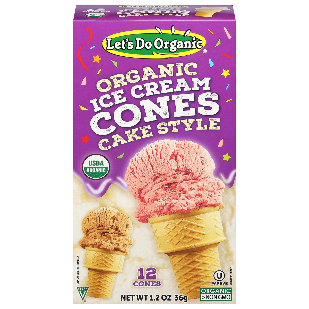 slide 1 of 16, Let's Do Organic Organic Cake Style Ice Cream Cones 12 ea, 12 ct