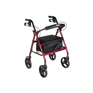 slide 1 of 1, Drive Medical Aluminum Folding Rollator w/ Removable Back Support & 8'' Casters with Loop Locks, 8 in