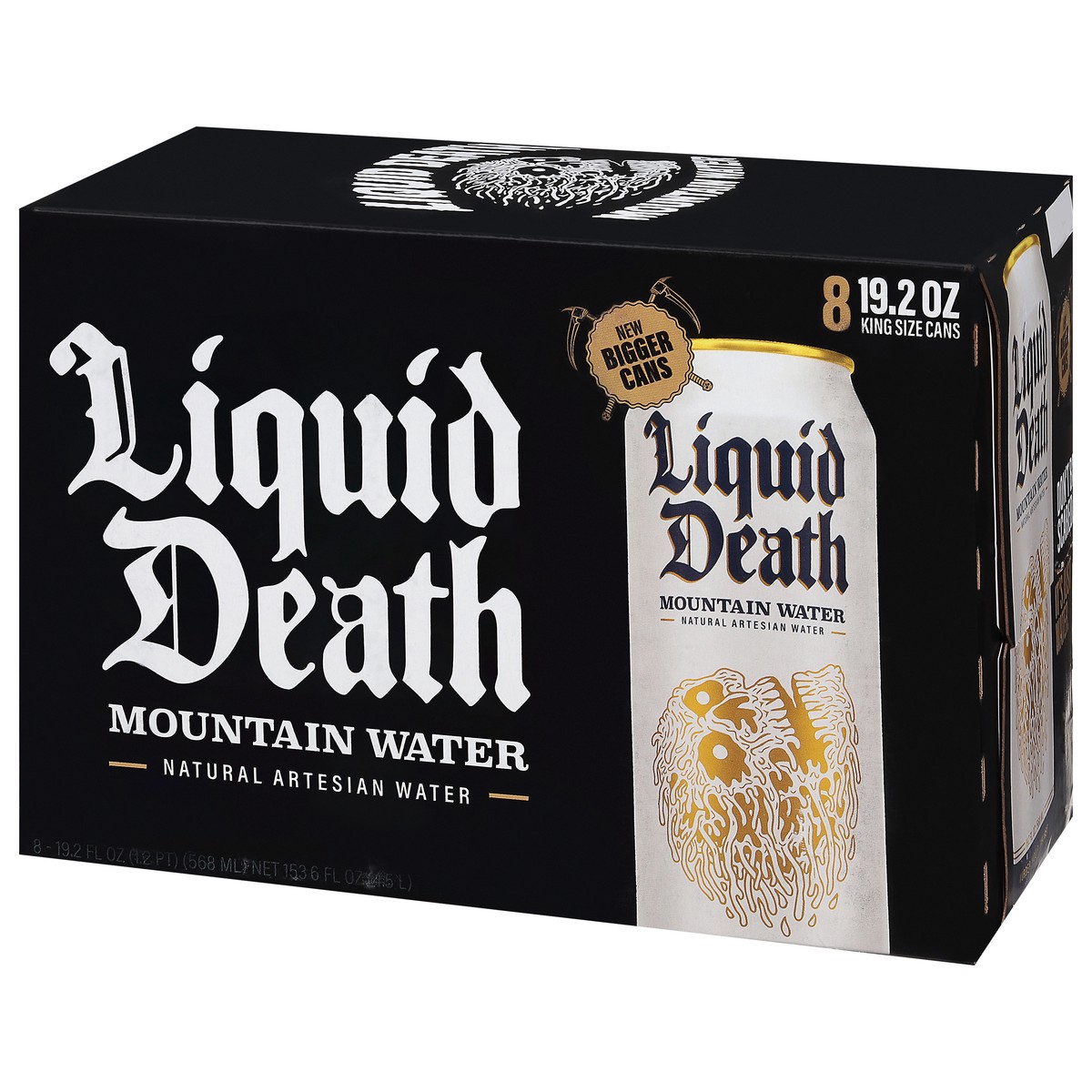 slide 3 of 9, Liquid Death Mountain Water, 19.2 oz King Size Cans (8-Pack), 8 ct