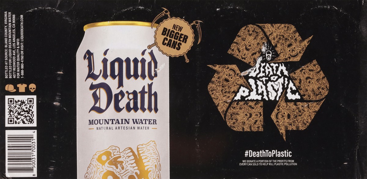 slide 6 of 9, Liquid Death Mountain Water, 19.2 oz King Size Cans (8-Pack), 8 ct
