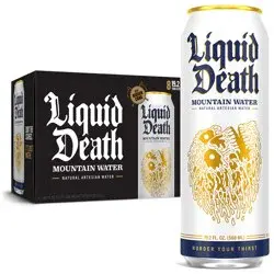 Liquid Death Mountain Water, 19.2 oz King Size Cans (8-Pack)
