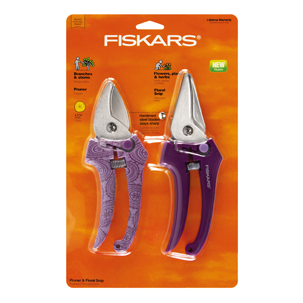 slide 1 of 1, Fiskars Designer Stainless-Steel Pruner and Snip Set, 2 ct