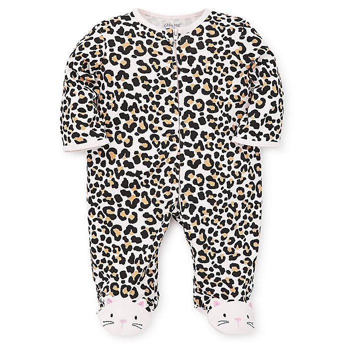 slide 1 of 1, Little Me Newborn Leopard Footie, 1 ct