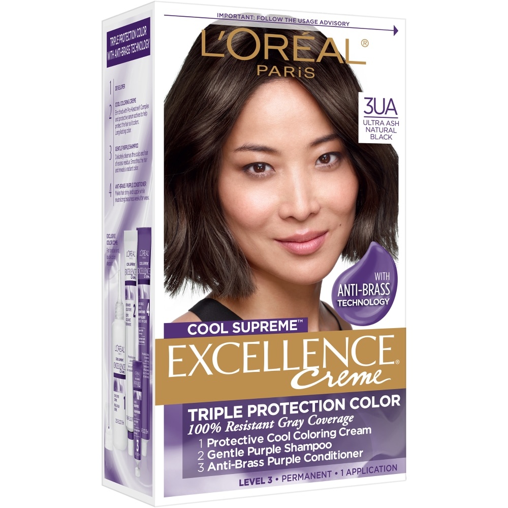 slide 1 of 1, L'Oréal Paris Excellence Creme Cool Supreme Permanent Hair Color 3UA Ultra Ash Natural Black, 1 ct
