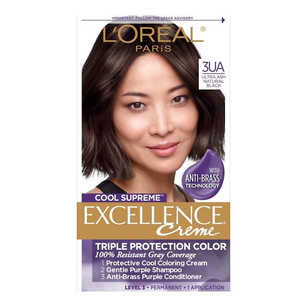 slide 1 of 1, L'Oréal L'Oreal Paris Excellence Cool Supreme Permanent Gray Coverage Hair Color, Ultra Ash Black, 1 fl oz