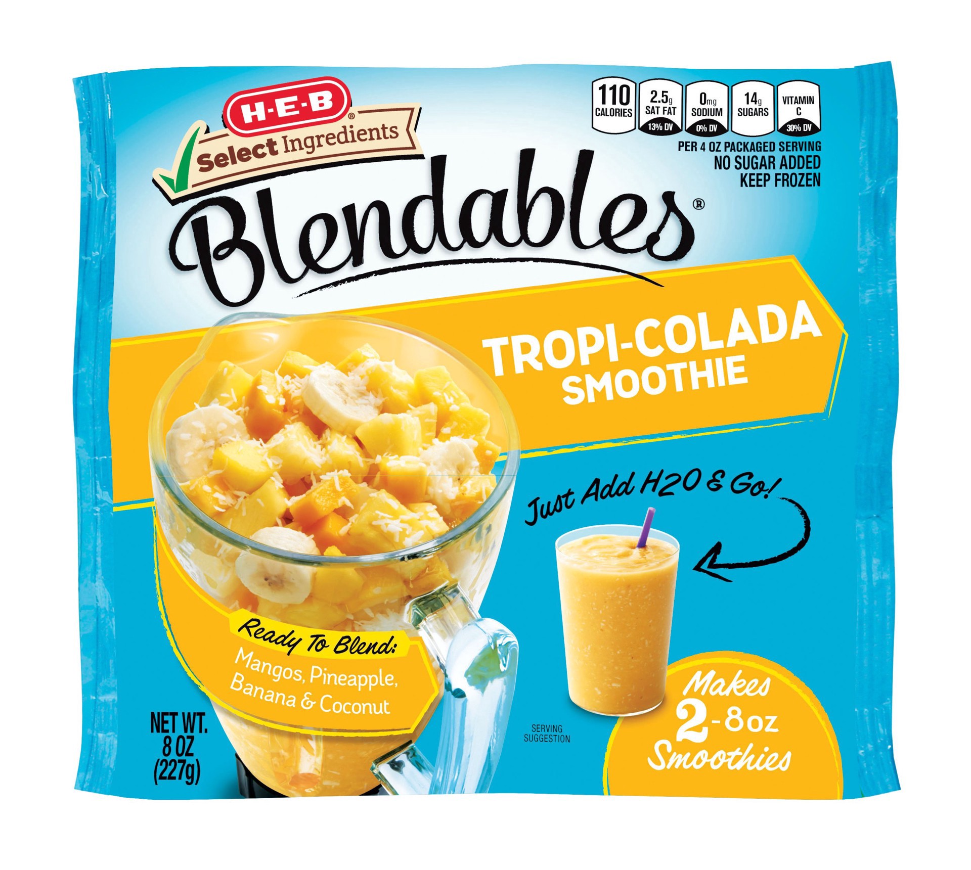 slide 1 of 1, H-E-B Blendables Tropi-Colada Smoothie, 8 oz