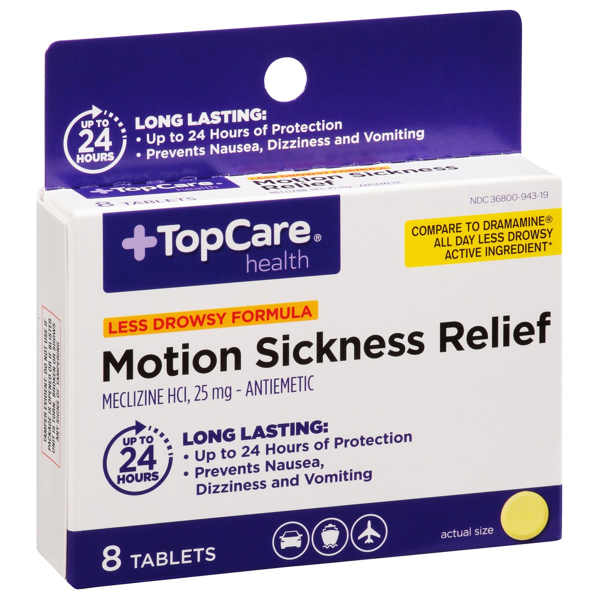 slide 2 of 9, Topcare Tabs Motion Sickness, 8 ct