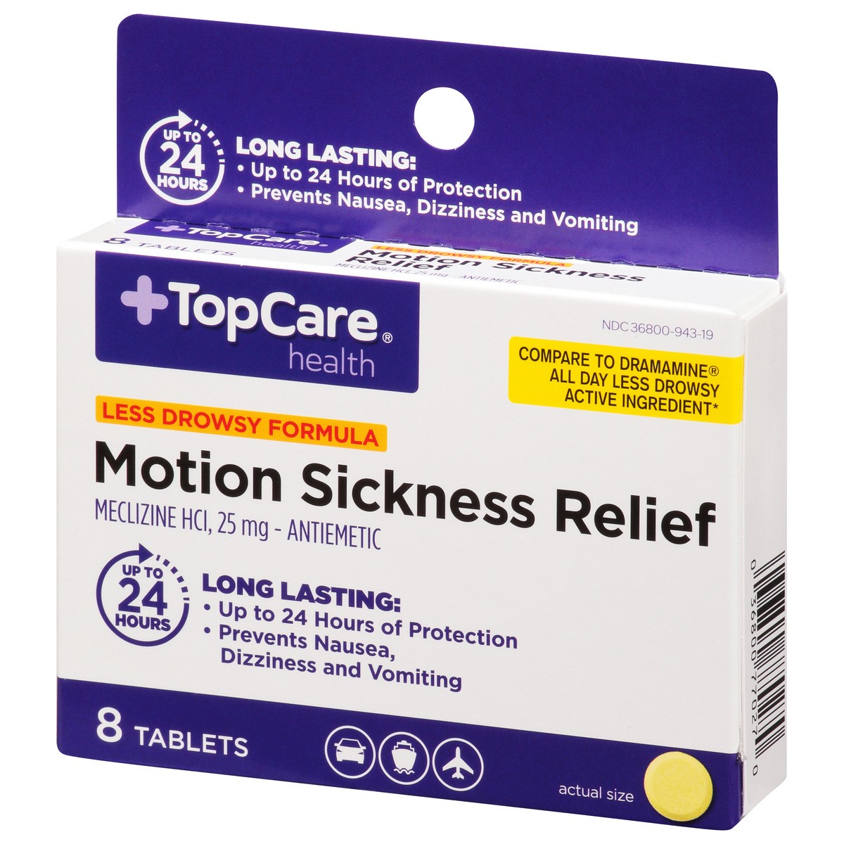 slide 3 of 9, Topcare Tabs Motion Sickness, 8 ct