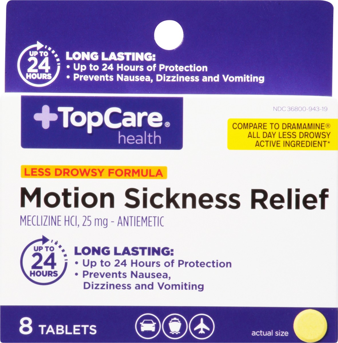 slide 6 of 9, Topcare Tabs Motion Sickness, 8 ct